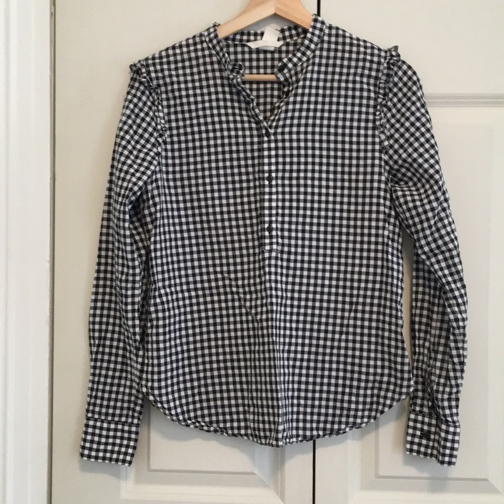 H&M black and white checks top
